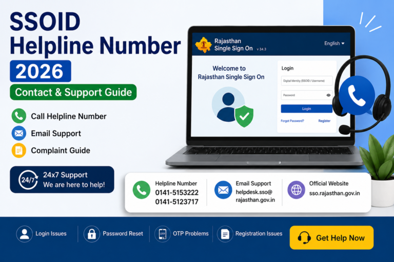 SSOID Helpline Number 2026
