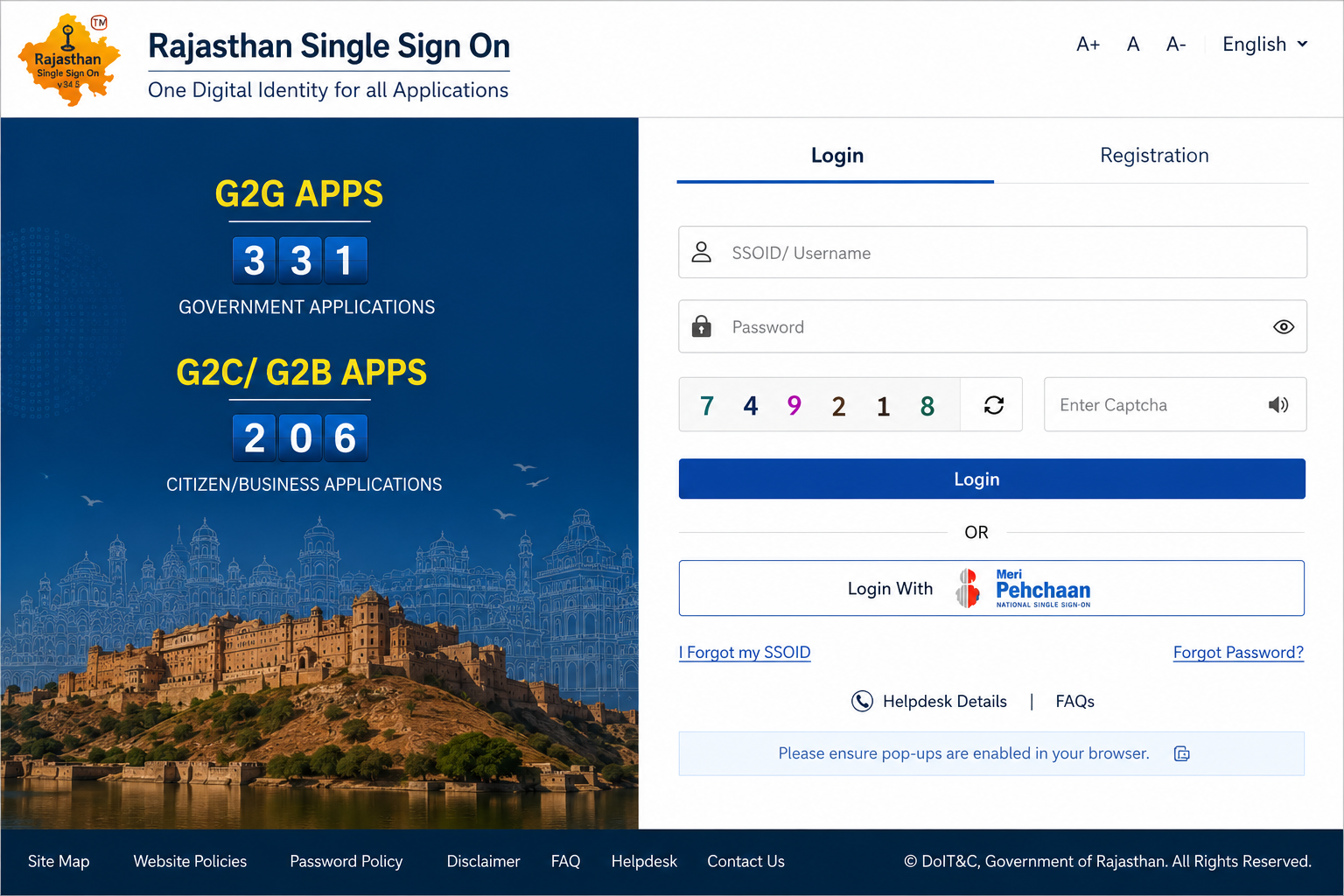 SSO ID Rajasthan Login Portal